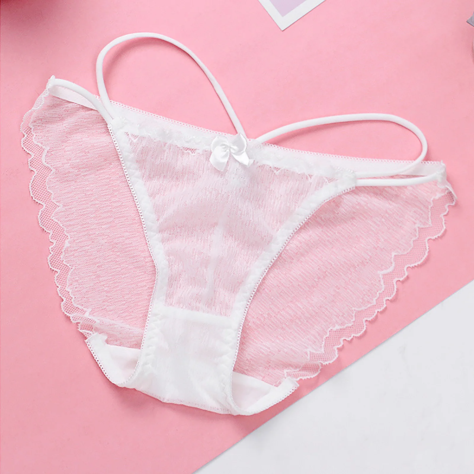 Low Waist Lace Hem Breathable Solid Color Hollow Sexy Sexy Women\'s Underwear Cotton Crotch Athletic Underwear Women Bikini