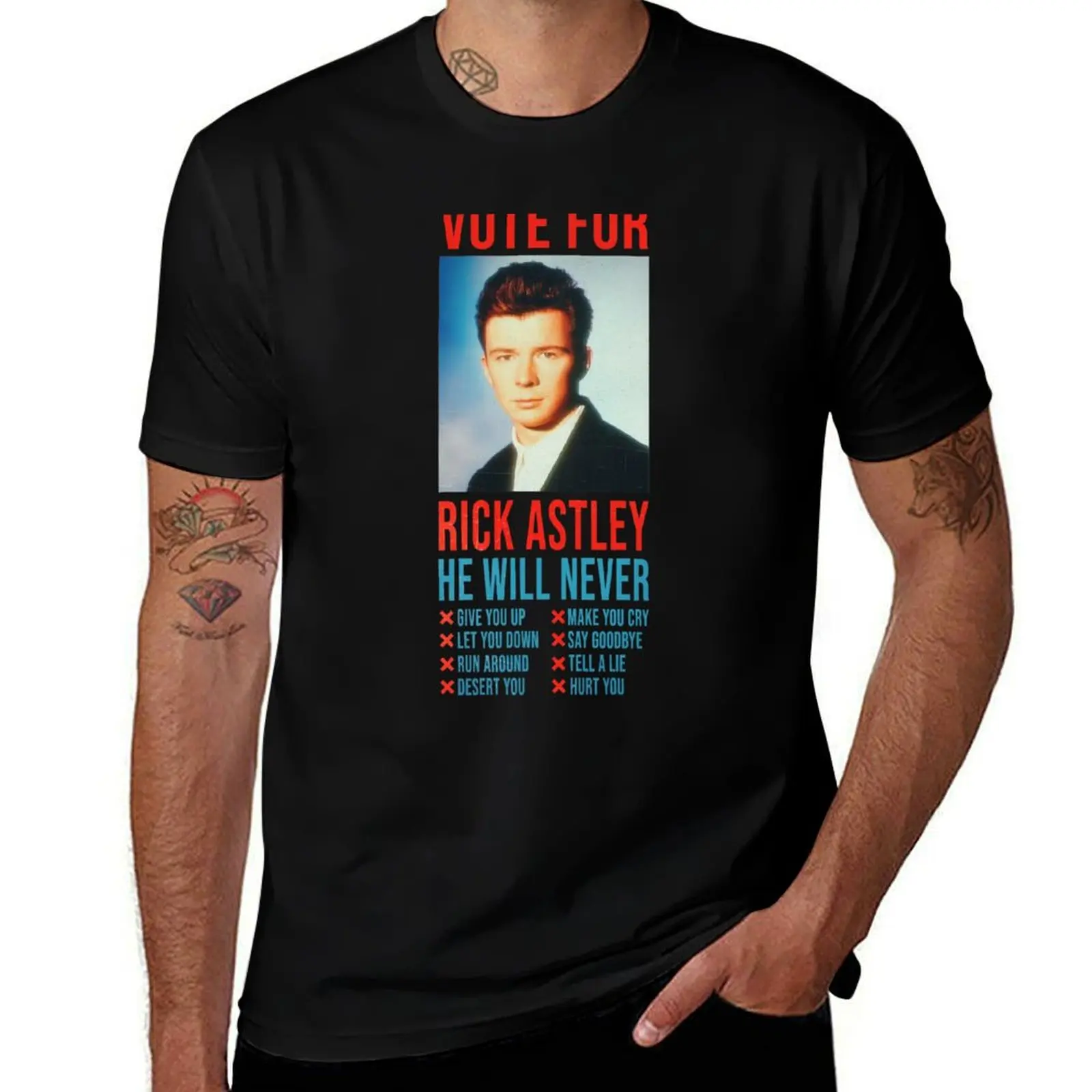 

Vote for Rick Astley T-Shirt cotton graphic tees clothes korean fashion fruit of the loom mens t shirts