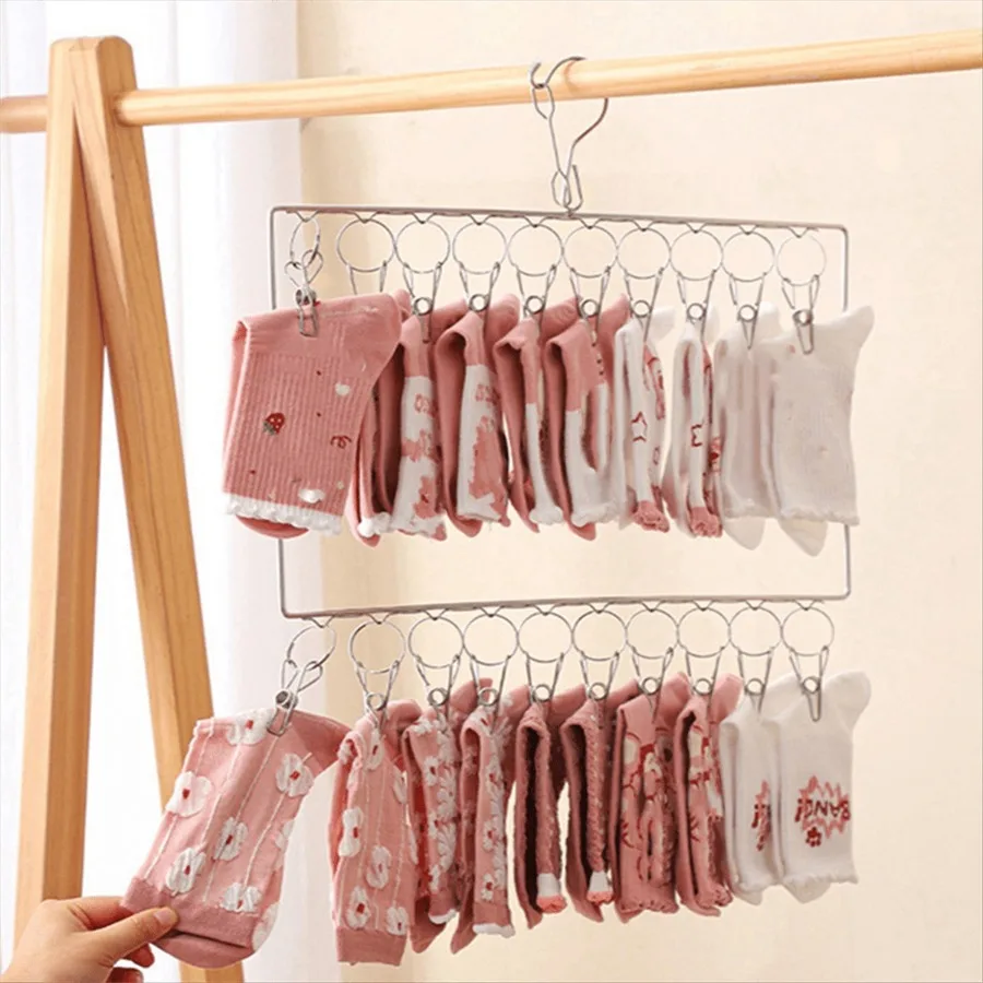 Stainless Steel Multi-Clip Hanger - Multi-Function for Underwear Drying, Also Works as Sword Hanger, Durable Rust-Resistant Buil