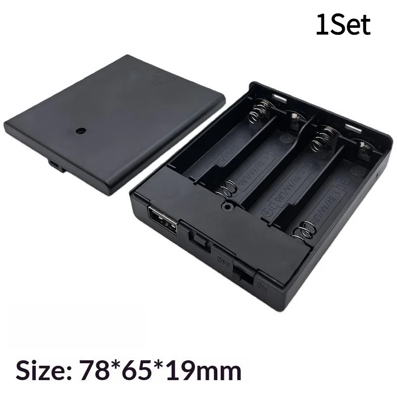 1Set 4 Slots AA Battery Holder No.5 Battery Case With Power Switch And USB Socket No Light AA Battery Box.
