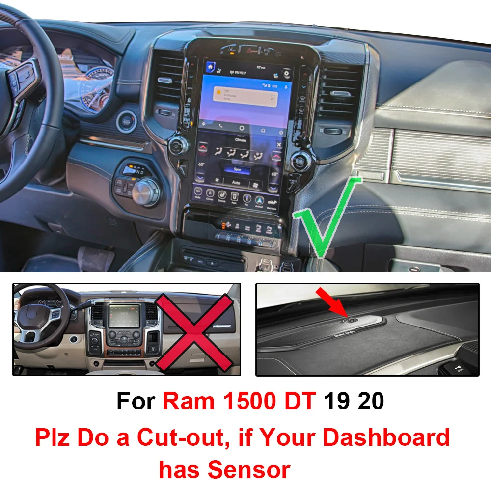 Xukey Dashboard Abdeckung Für Dodge Ram 1500 2019 2020 Dash Mat Dashmat Dash Brett Abdeckung Pad Sonne Schatten Teppich – Detail 1