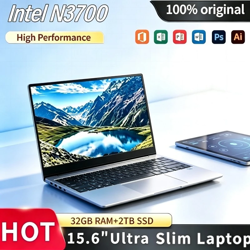 Intel N3700 15.6 Inch Laptop 1.6GHz Base 2.4GHz Turbo 16GB RAM 1TB 2TB SSD Ultra Slim Gaming Pro High Performance Unit Plus
