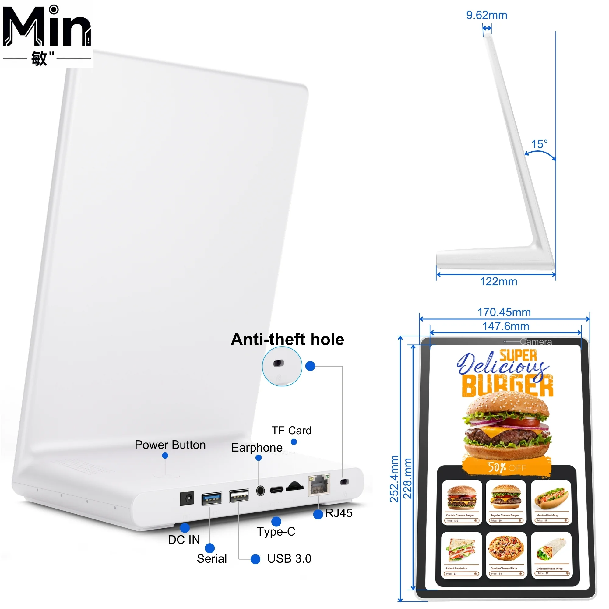 All In One Desktop Kiosk L Shaped Desktop Integrated Tablet PC Android 14 Vertical Display No Assembly Required For Customer