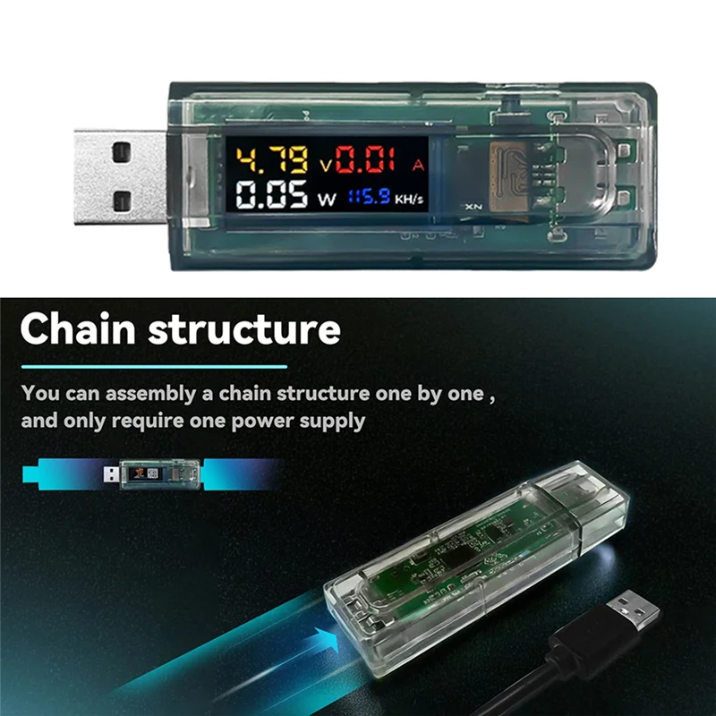 

Superior-Nmminer Miner 117KH/S USB Chain ESP32 Crypto Miner With Adapter BTC Solo Lottery Miner Ammeter USB-A Series Form Chain