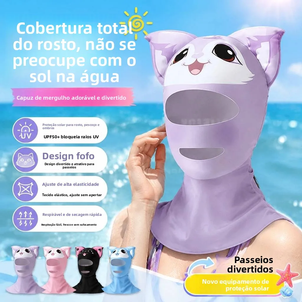 touca-de-natacao-infantil-e-adulto-com-protecao-solar-mascara-facial-respiravel-para-surf-snorkel-natacao-e-mergulho
