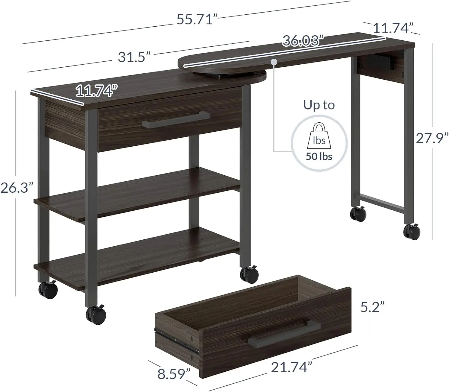 Comfort Corner 360° Rotatable End Table with Ultra-Fast USB Type A/C Outlet,Sofa Side Table with Storage Drawer for Living Room