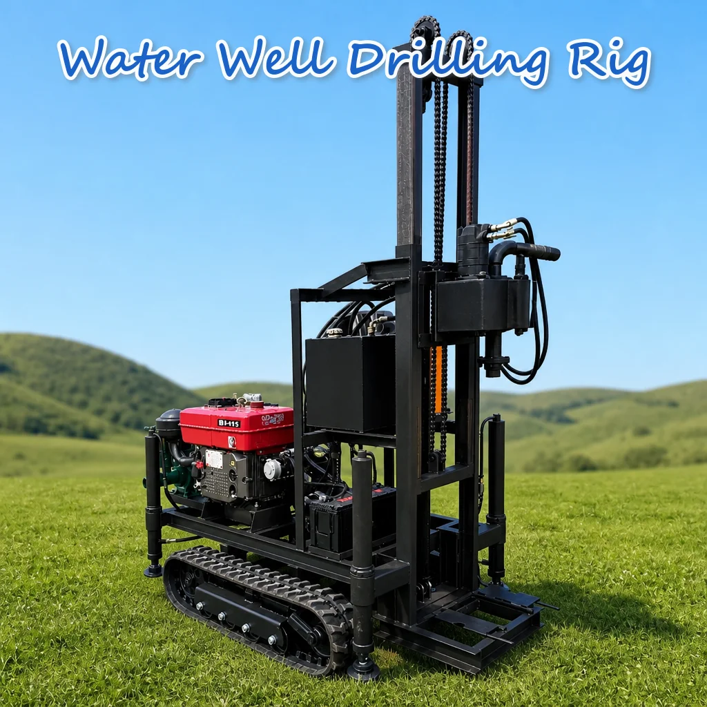 Customized Crawler Water Well Drilling Equipment Powered by Diesel 22HP to 35HP Range Hydraulic Drive Mini Rated High Output