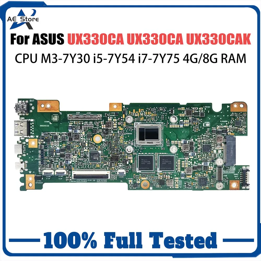 Laptop Motherboard For ASUS ZenBook UX330C UX330CA UX330CAK Computer Mainboard M3-7Y30 I5-7Y54 I7-7Y75 4G 8G-RAM