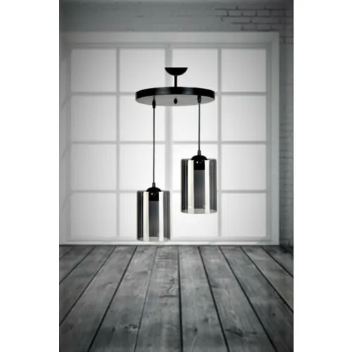 Avizem Retro Black Smoked Glazed 2'li Pendant Lamp Chandelier