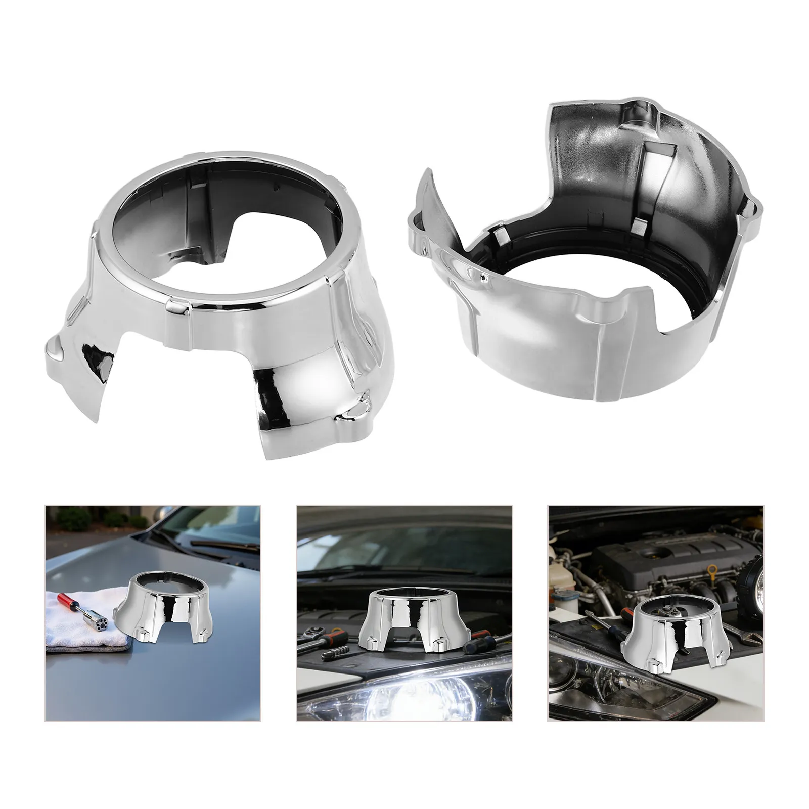 2Pcs Car Headlight Lens Mask Universal Projector Shroud Retrofit Cover Headlamp Bezel Protector Upgrade Safety