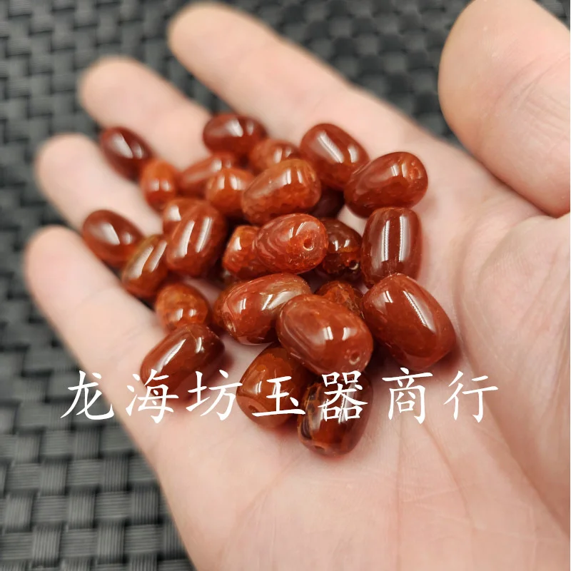 1pcFlame Dragon Scale Ice Flower Agate Barrel Beads Jade Scattered Beads Chicken Blood Carnelian as Right as Rain Beads Agate Je