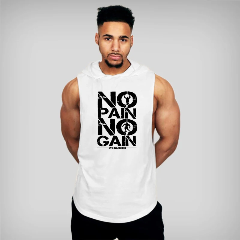 Mens Bodybuilding Sleeveless Hooded Shirts Summer Breathable Loose Cotton Hip Hop Tank Tops Gym Workout Fitness Muscle Hoodie image 4