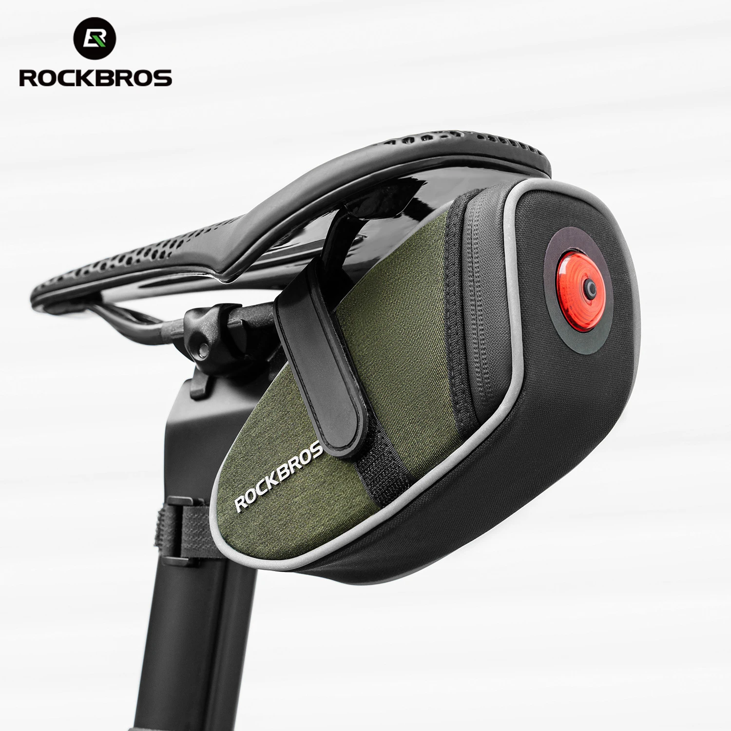 

ROCKBROS Small Bicycle Saddle Bag 0.45L Waterproof Bike Seat Tail Bag Mini Reflective Cycling Storage Rear Bag with Taillight