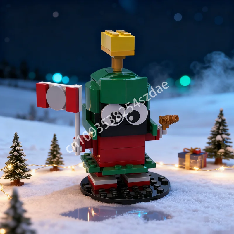 100 Uds. MOC Marvin The Martian Looney Tunes modelo de construcción bloques de regalo de Navidad construcción DIY juguetes creativos Idea ladrillo niños