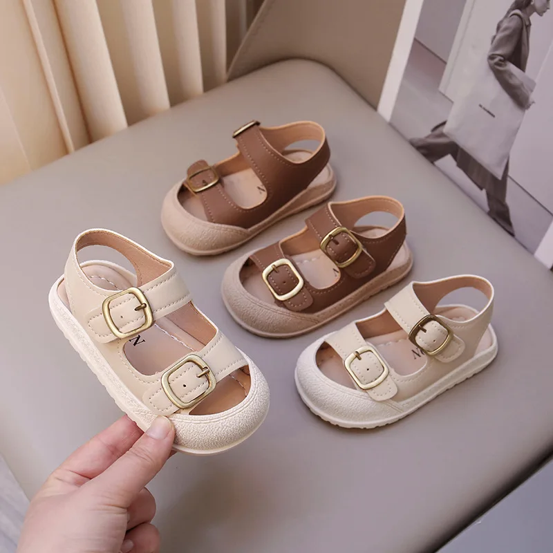 Boys Baby Soft-soled Toddler Shoes Closed Toe Beach Shoes Children Sandals Summer Flats Shoes Size 16-26