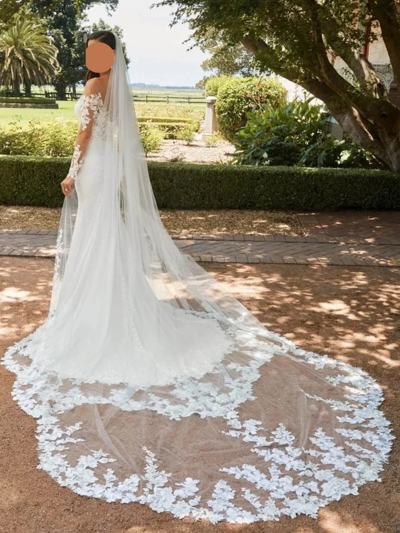 

3M White ivory Bride Veils Cathedral veil Lace Edge Wedding Veil Bridal Veil with Comb Bridal Accessories for Wedding Dress