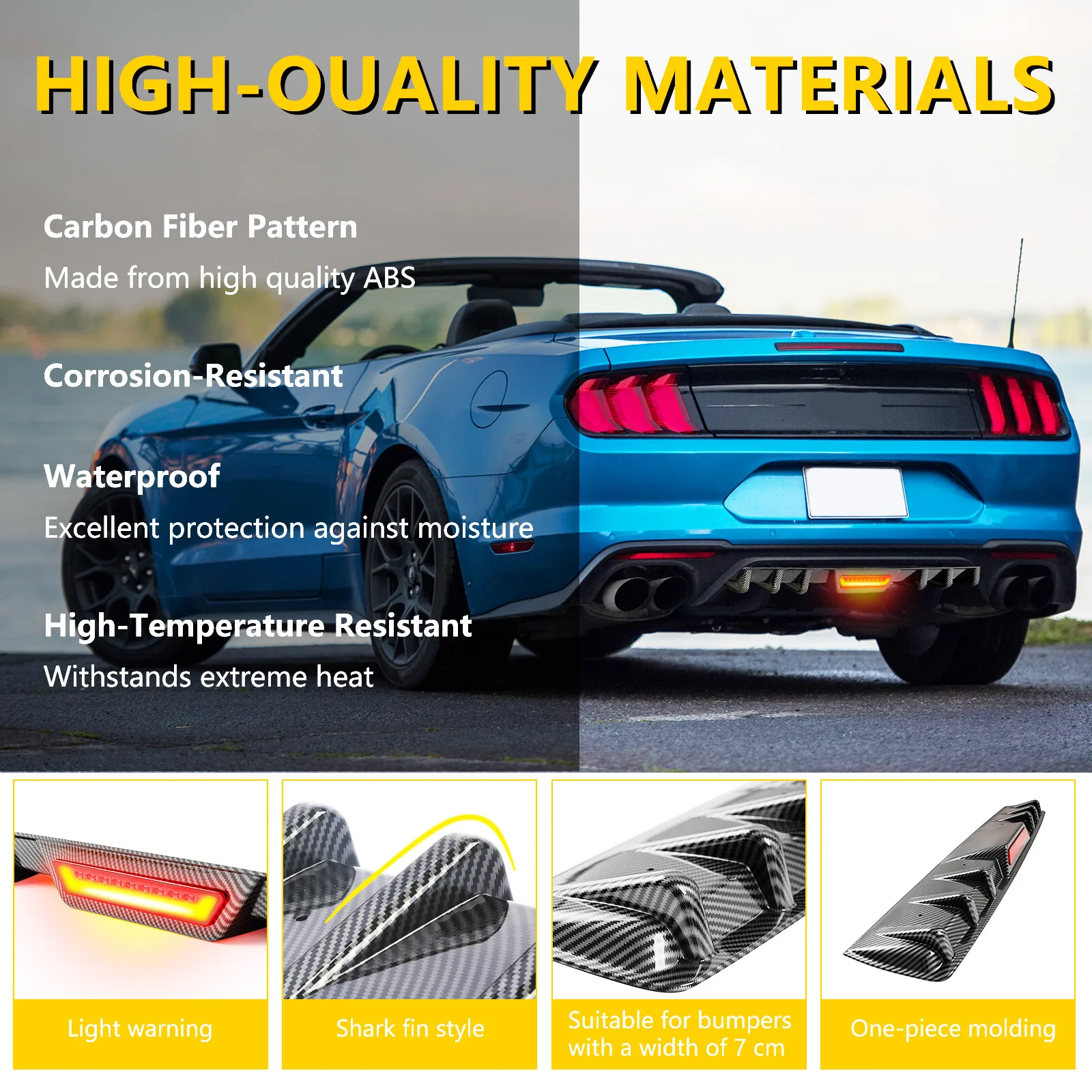 For Infiniti G35 G37 Sedan Carbon Fiber Rear Bumper Diffuser w/ LED Brake light