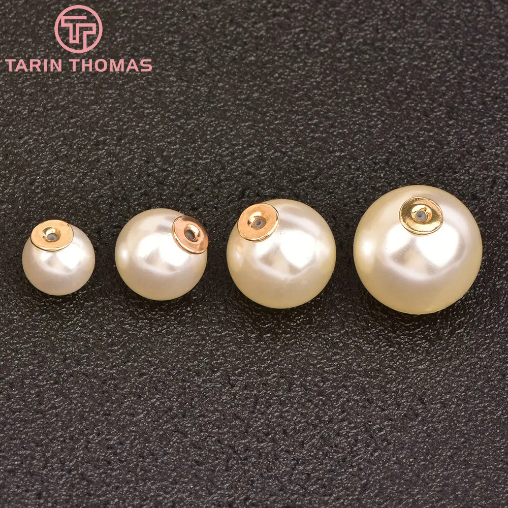 (4095)10PCS Champagne Gold Color Plated Acrylic Pearl Earring Back Stopper for Earring Jewelry Making Finding Accessories