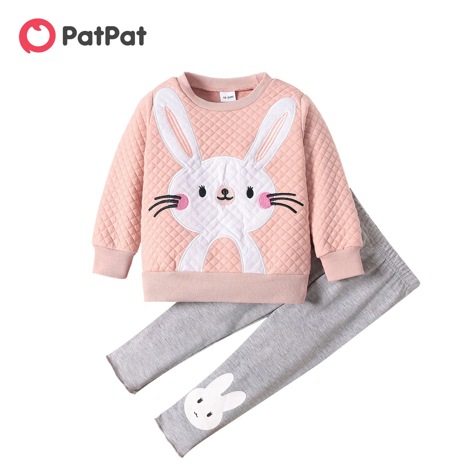 

PatPat 2-piece Toddler Girl Cute Rabbit Pattern Textured Sweatshirt and Pants Sets