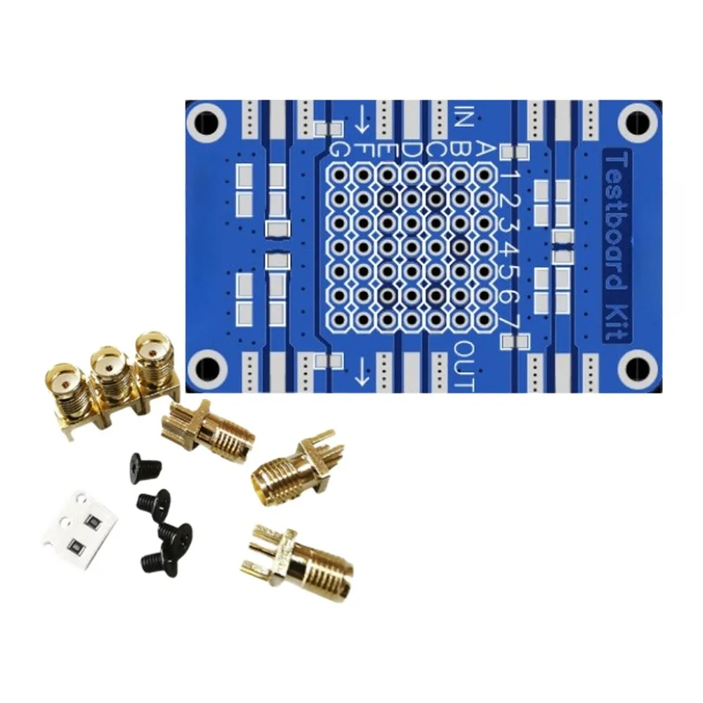 Test Board for VNA Applications with Mounting Hardware and 49R9 Resistors for Nanovna and Similar Analyzer Devices