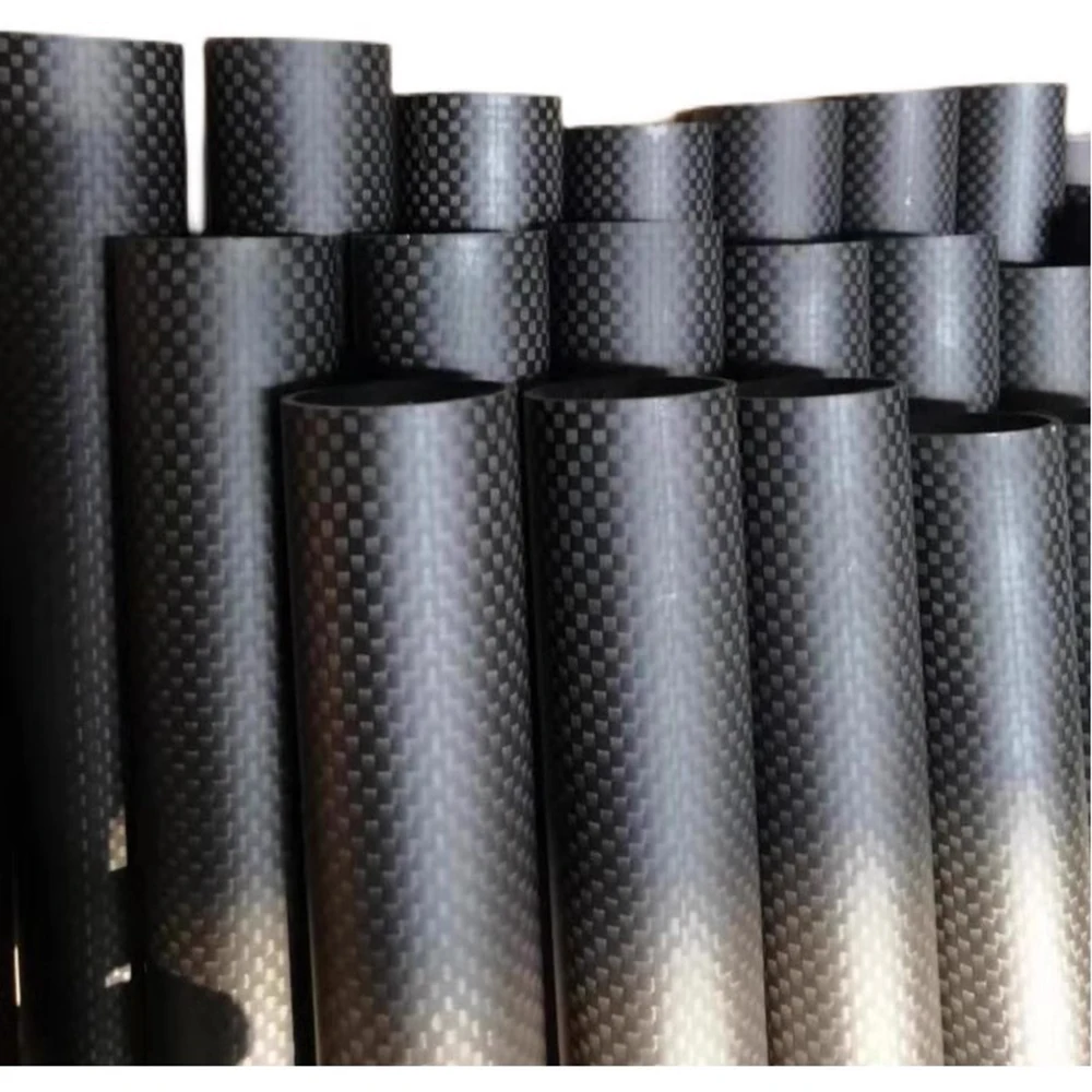 Custom Carbon Fiber Tube Pipe, 3K Glossy Twill Carbon Fiber Round Tube CNC Machining Service  cutting  Multiple Sizes & Colors