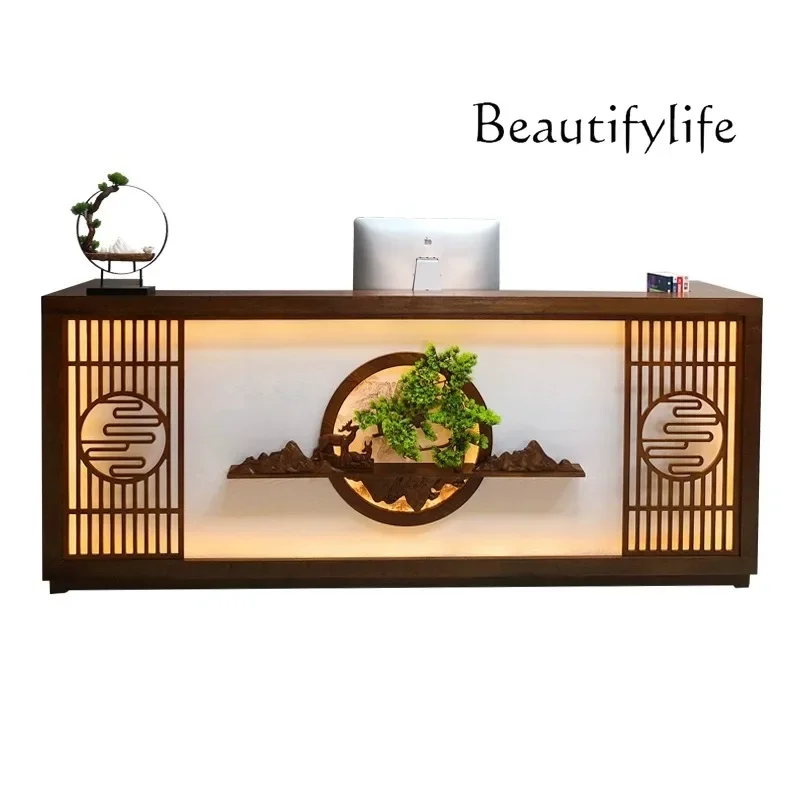 New Chinese style checkout page Hotel Wellness Center Foot Bath Shop Caier Bar Hotel Reception Front Desk