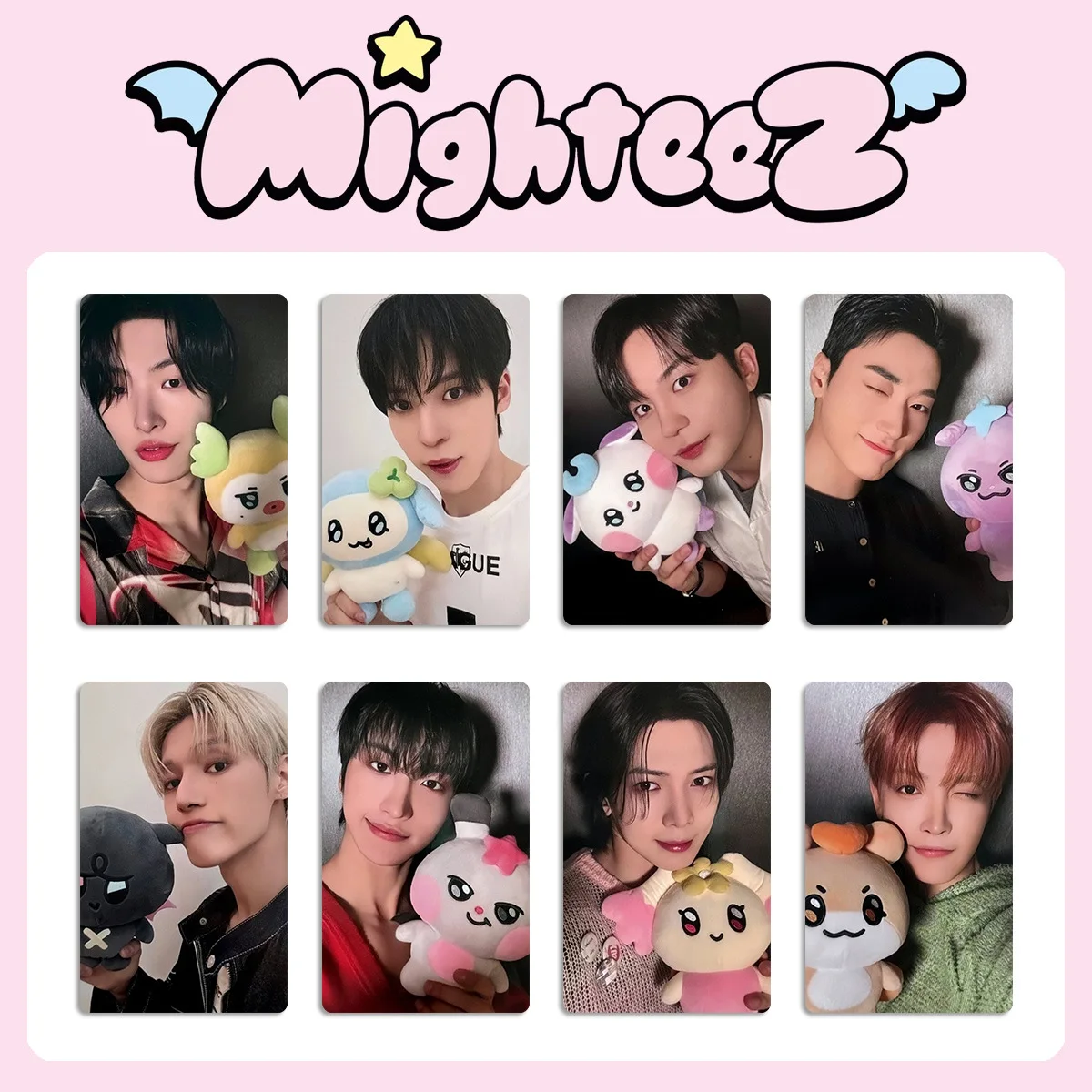 8pcs/Set ATEEZ Cartoon Cute Korean Style LOMO Card Yunho HongJoong Double Sides Printing Bright Film Cards Mingi fans Gift