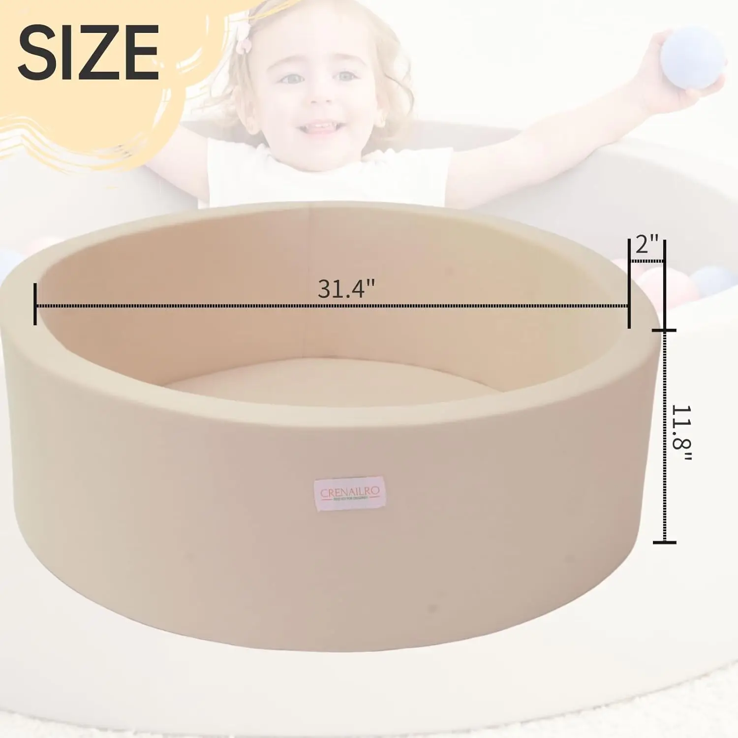 Fossa per palline in schiuma per bambini piccoli, fossa per palline per bambini da 35 pollici, rotonda morbida e facile da montare o pulire, la piscina con palline per box per bambini è un regalo ideale per