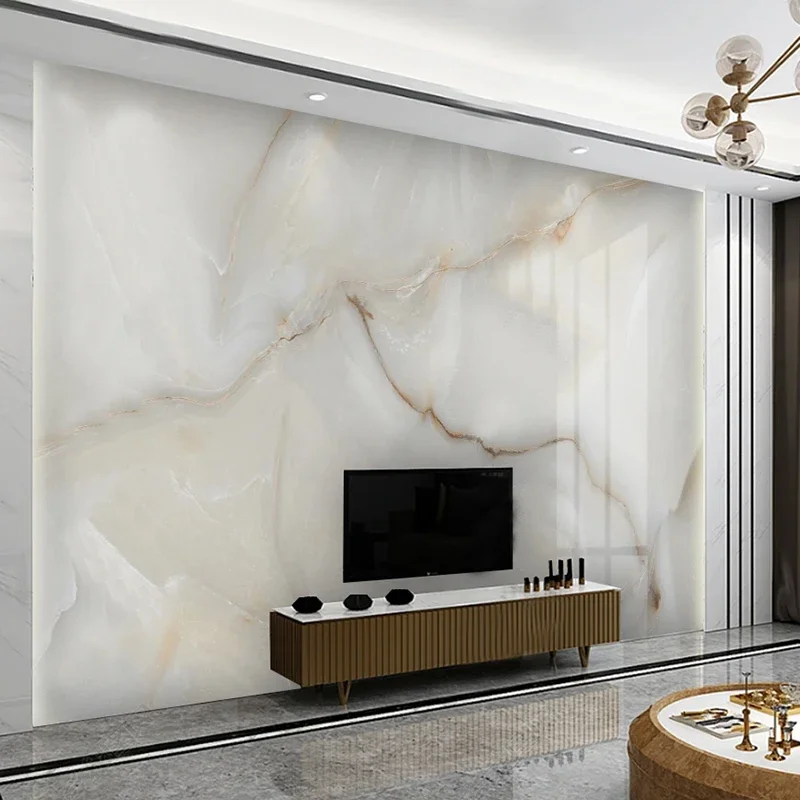 

Modern Simple White Marble Pattern Photo Wall Mural Wallpapers Roll 3D Living Room Bedroom Background Wall Decor Covering Fresco