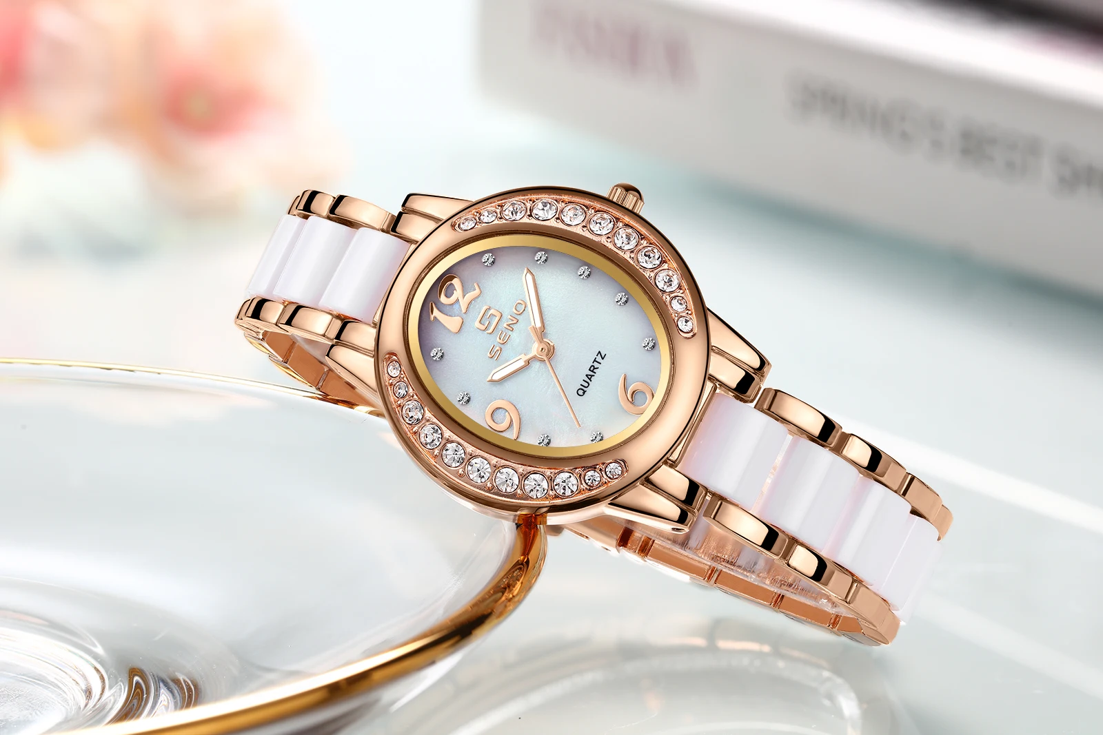 Women's Watch Fashion Oval Watch Female Diamond Waterproof Digital Quartz Watch