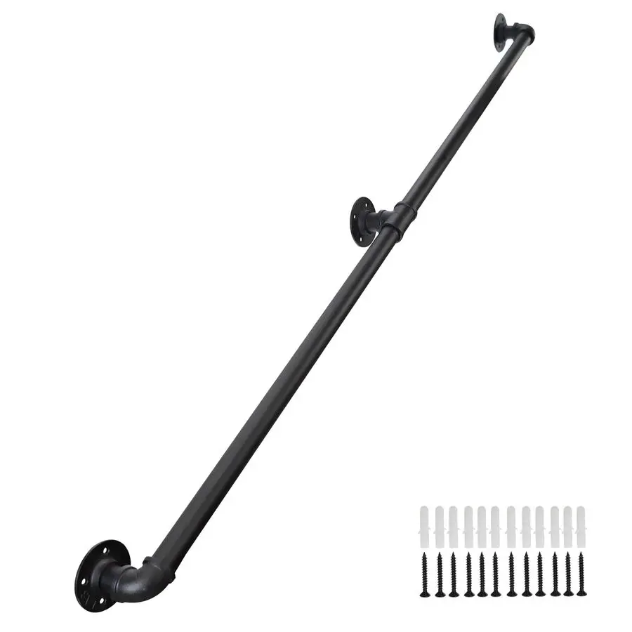 

для уличных ступеней 5 футов, поручни из оцинкованной стали для внутренней лестницы, простые в установке, железные балясины, перила для рук в помещении и на открытом воздухе