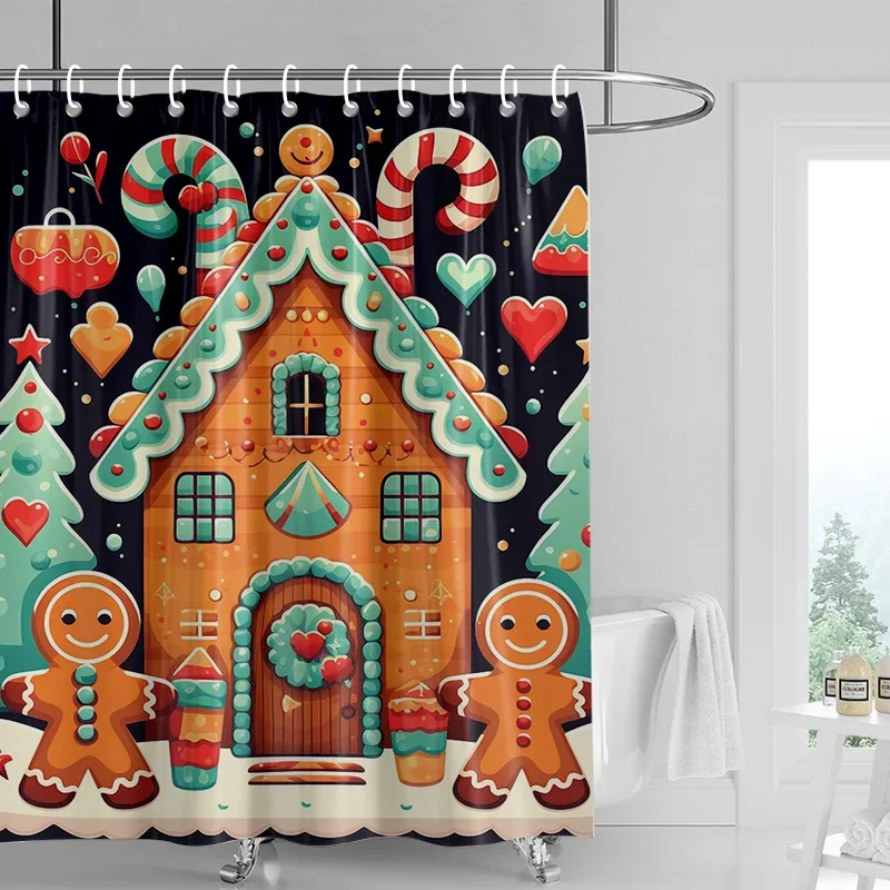 Home decoration shower curtains for bathroom waterproof curtain fabric Modern Nordic style Living Room Merry Christmas winter