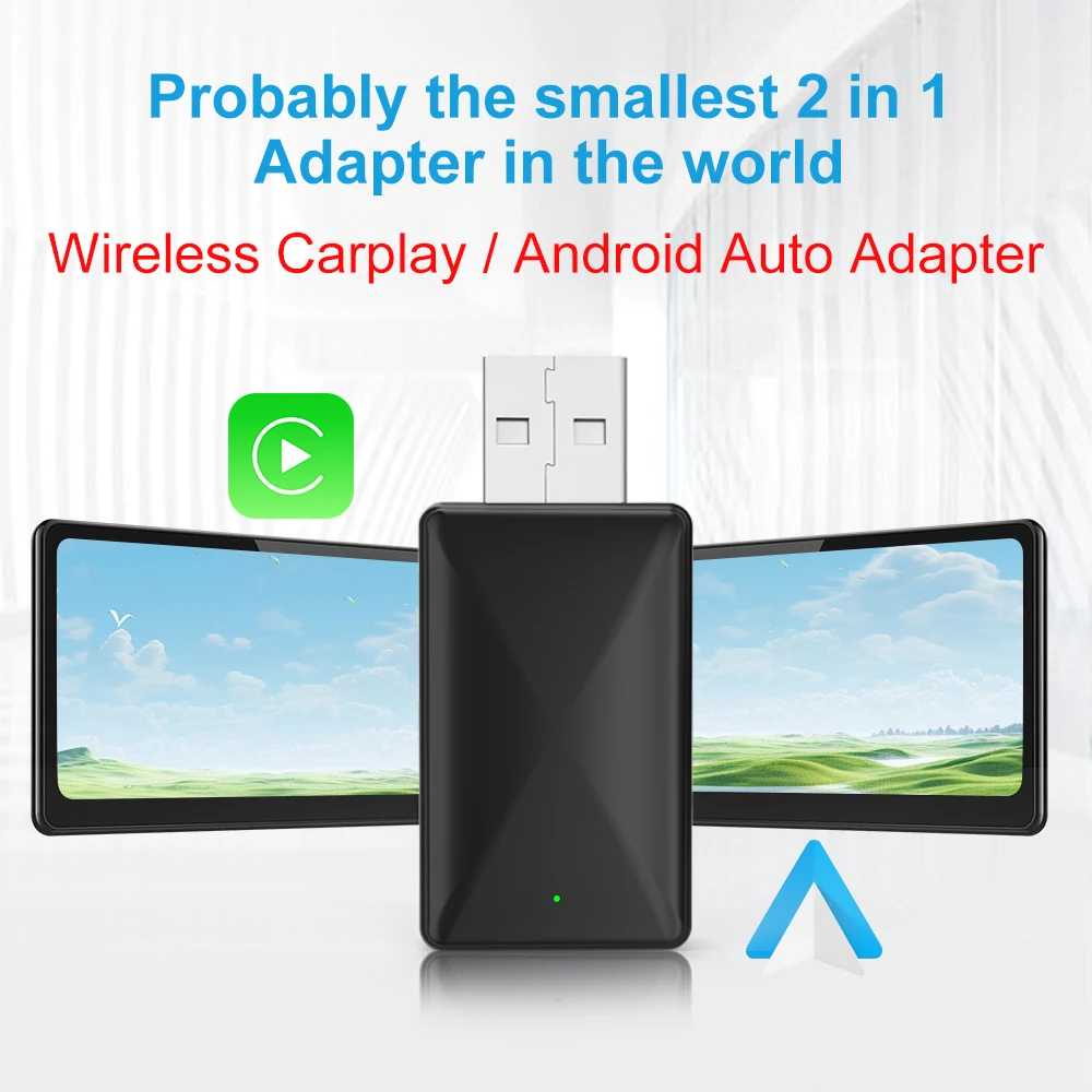 2026 2-in-1 Neuer Kabelloser CarPlay-Adapter Kabelgebunden zu Kabellos Dongle für Apple & Android Auto Plug-and-Play Universelles Auto-Zubehör – Detail 6