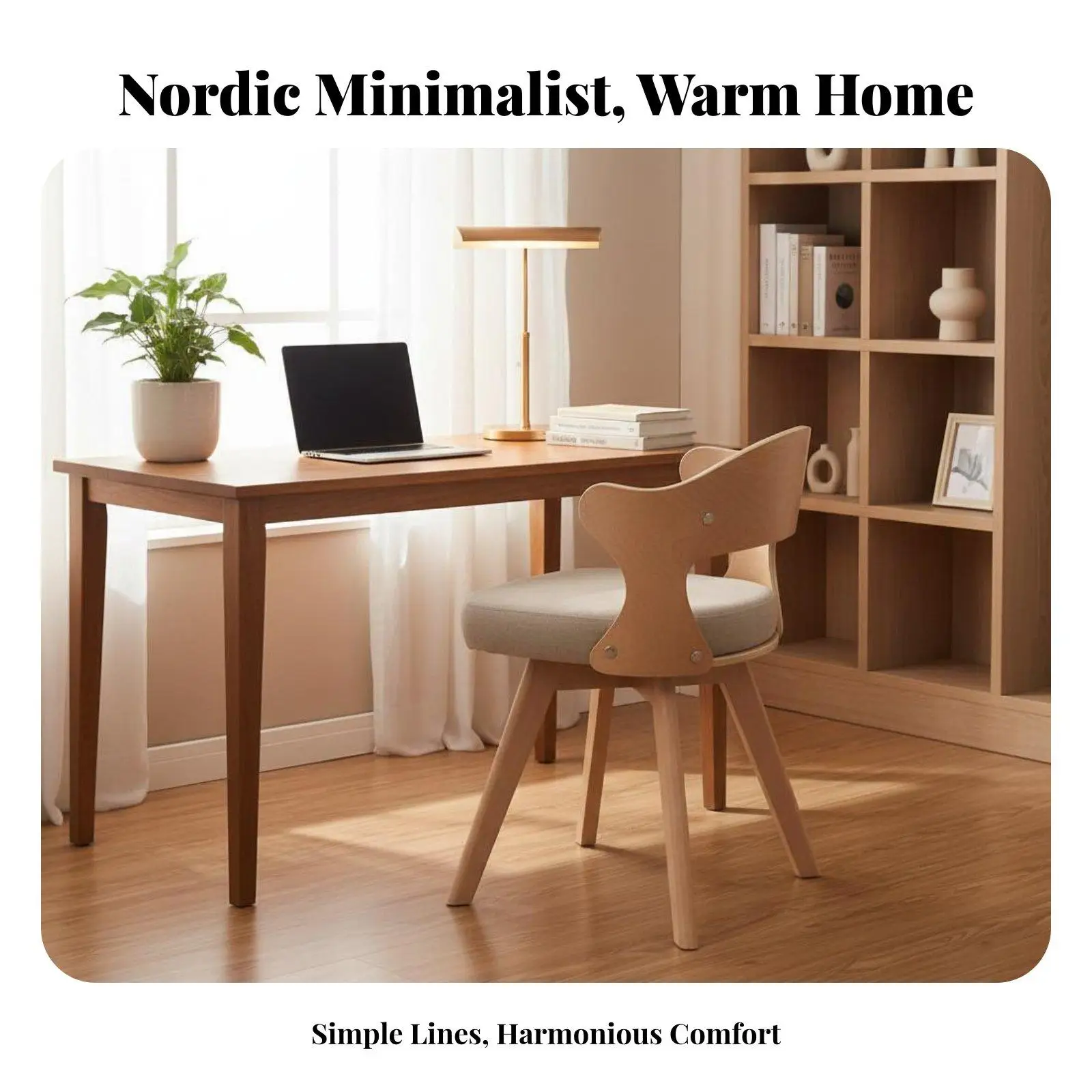 Portable Nordic Design Task Chair with Durable Beechwood Frame for Gaming Room Setup