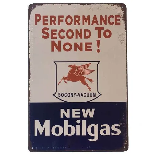 New Mobilgas Tin Sign Socony-Vacuum Petrol Oil Man Cave 30cmx20cm --Tin Sign