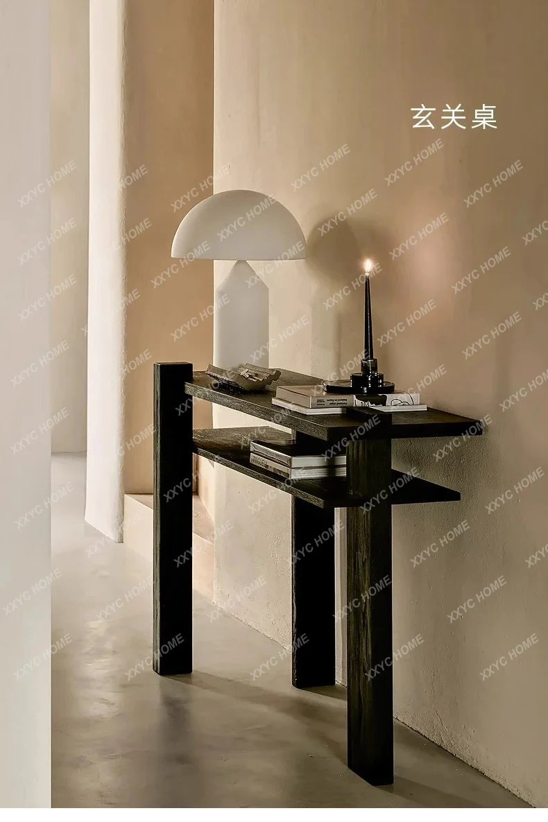 X36 Wabi Sandy Wind Solid Wood Entrance Table Minimalist Home Design Storage Case Desk