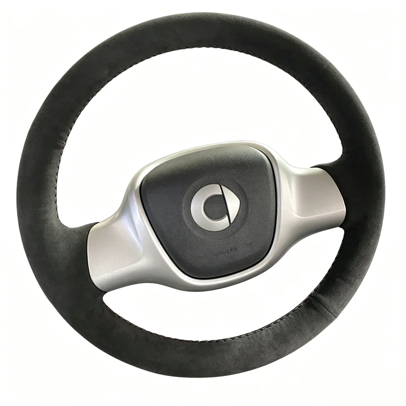 

Premium Hand Stitched Suede Steering Wheel Cover for Smart Fortwo Non-Slip Breathable Comfortable Grip Anti-Slip Wrap Protector