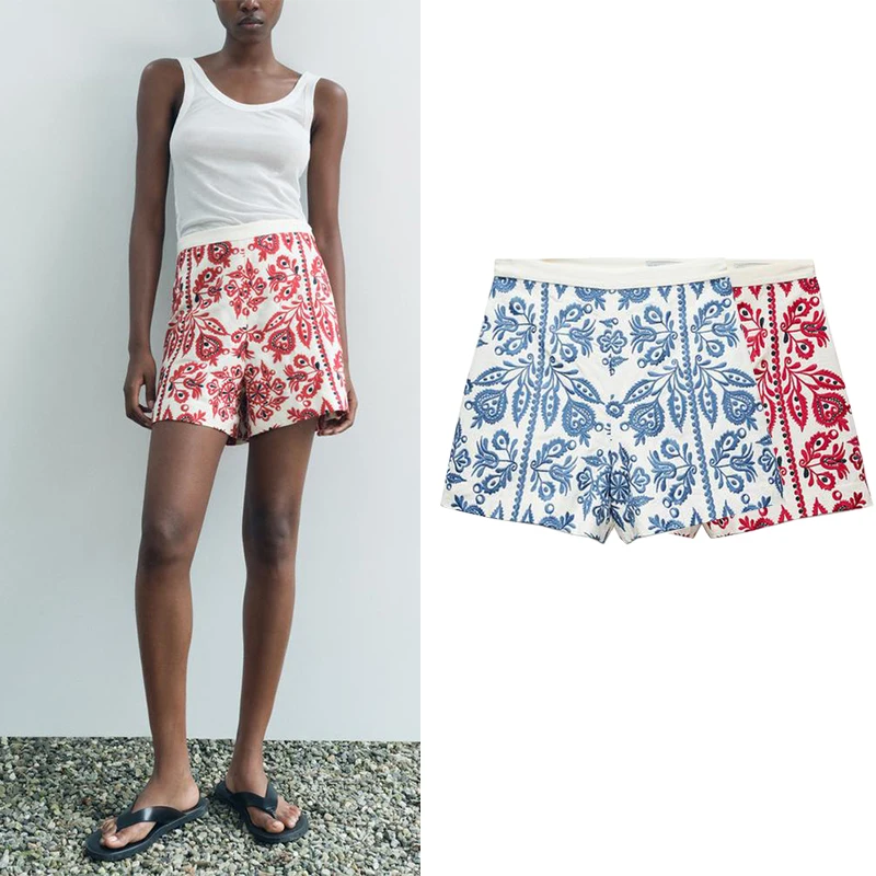 

Fashionable High Waist A-Line Short Pants Women's Casual Pants Embroidered Wide Leg Autumn New Arrival Slimming Effect