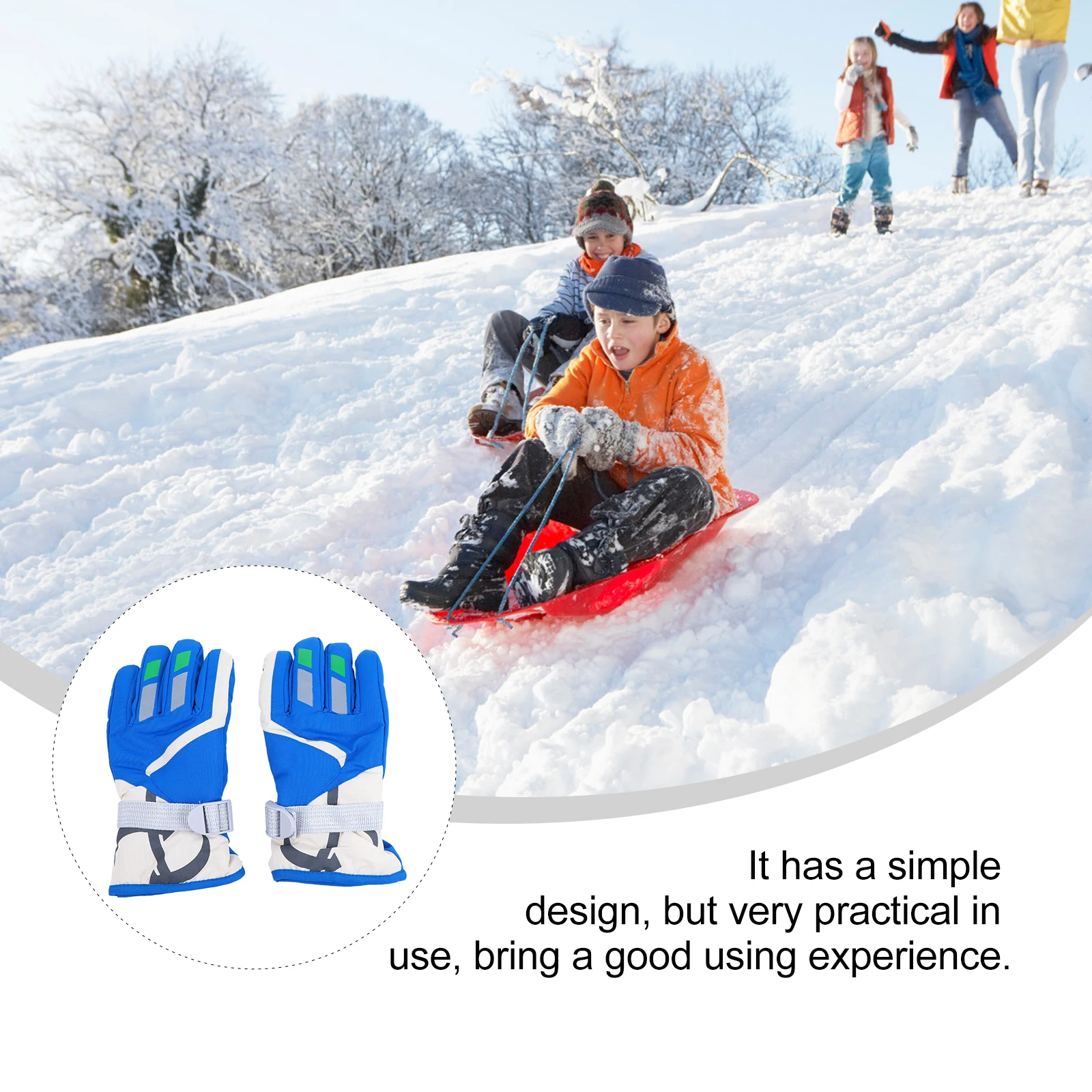 1Pair Skiing Gloves Kids Winter Outdoor Cycling Riding Gloves Durable Lightweight for Hiking Camping Mountaineering