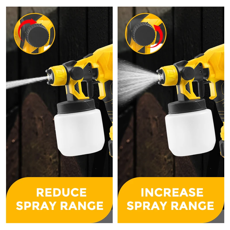 Imagem -05 - Pistola Pulverizadora sem Fio 800ml Padrões de Pulverização Alta Potência Hvlp Pulverizador de Tinta Elétrica para Pintura de Paredes de Teto Porta Ferramentas Elétricas