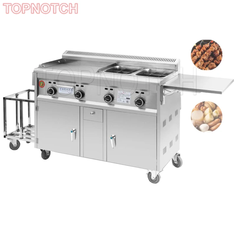 

Mobile Stall Multifunction Snack Cart Trolley Stainless Steel Breakfast Fast Food Rice Ball Gourmet Cart