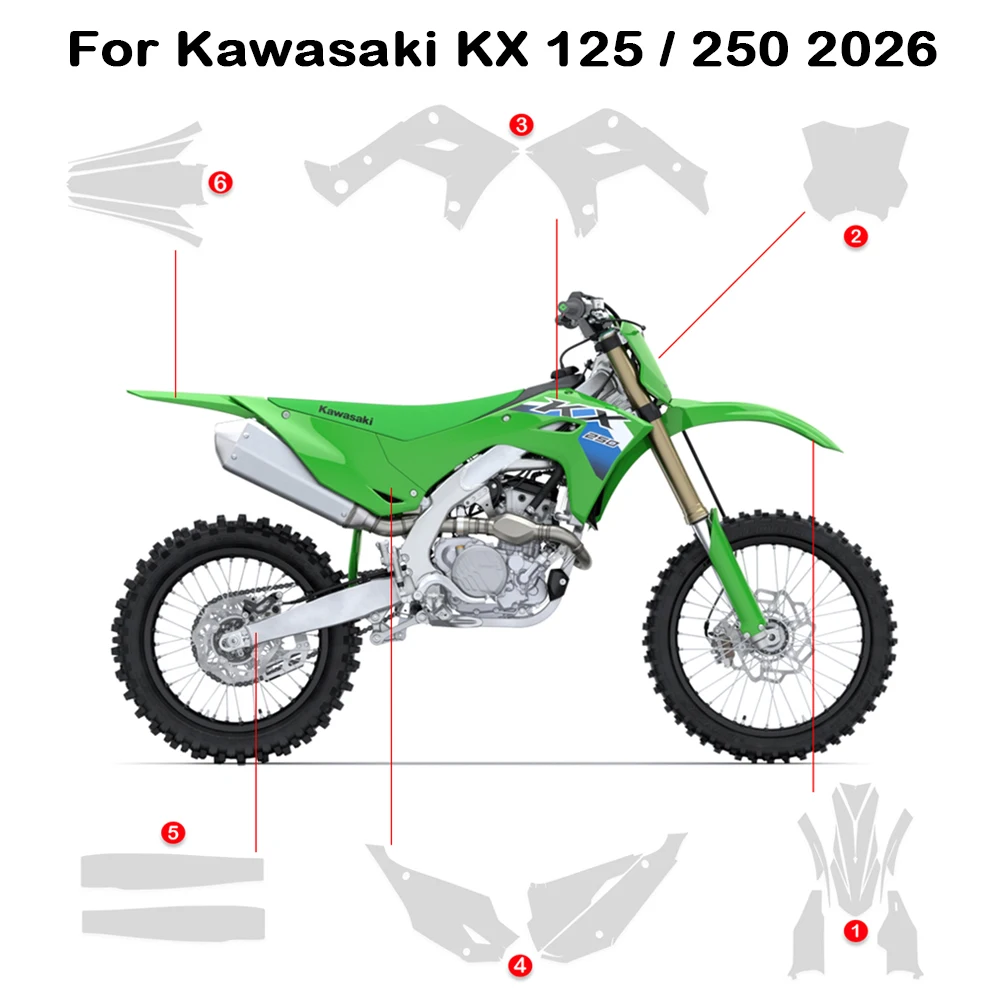 For Kawasaki KX125 KX250 2026 Motorcycle Accessories PPF Paint Protection Set KX 250 KX 125 TPU Body Protection Sticker