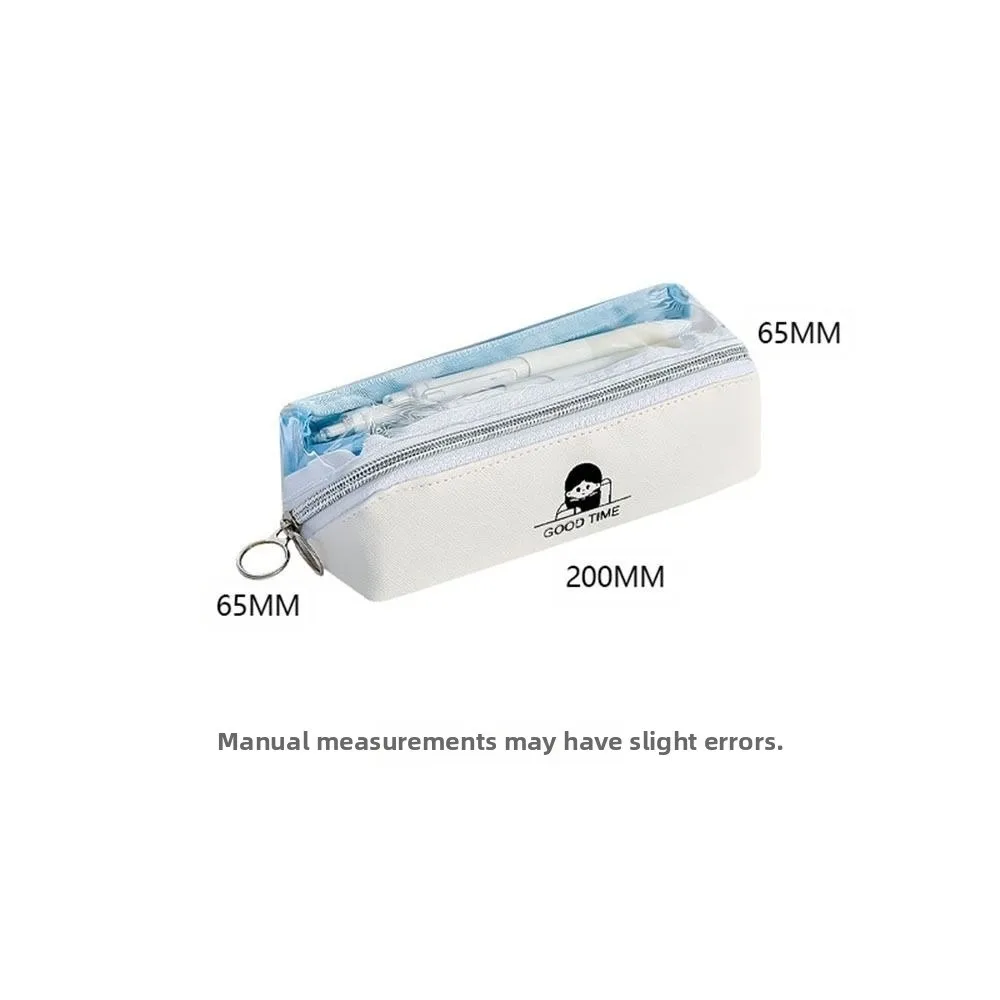 الهدايا مقلمة على الطراز الياباني حافظة أدوات مكتبية بسحاب شفاف حقيبة تخزين العودة إلى لوازم القرطاسية المدرسية #6