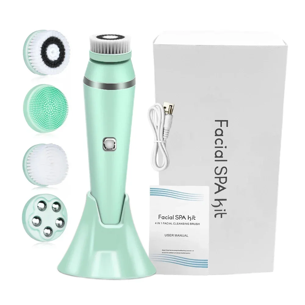 Cepillo de limpieza Facial eléctrico ultrasónico, instrumento de lavado de silicona, limpieza profunda de poros, vibración Facial, masaje, herramientas de relajación, USB