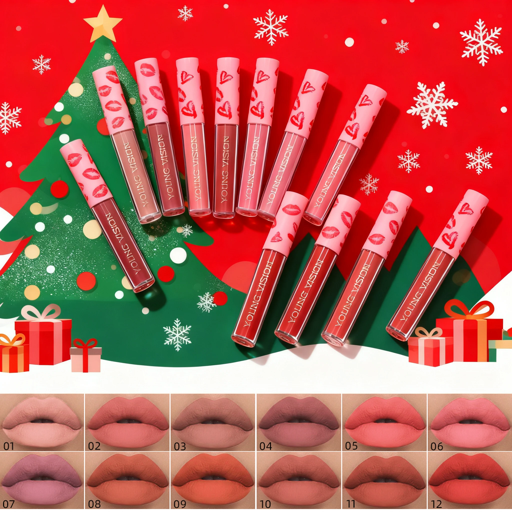 12-Piece Lip Glaze Set with Magnetic Gift Box, Matte Finish, Non-Stick Cup, Long-Lasting Liquid Lipstick, Perfect for Smooth