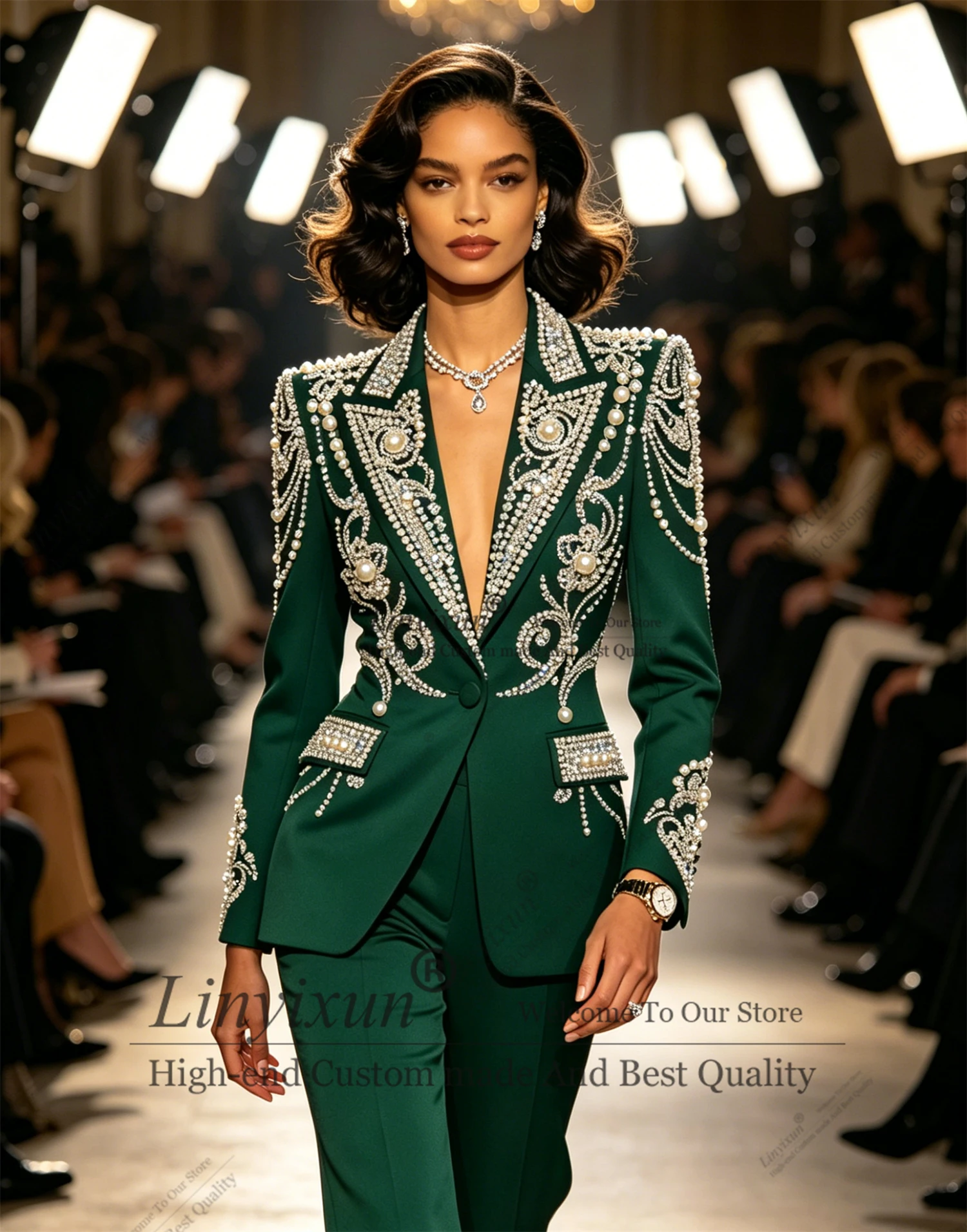 

Shiny Rhinestones Women's Suits Fashion Blazer High Quality 3 Piece Outfits Customzied Female Clothing костюм летний женские