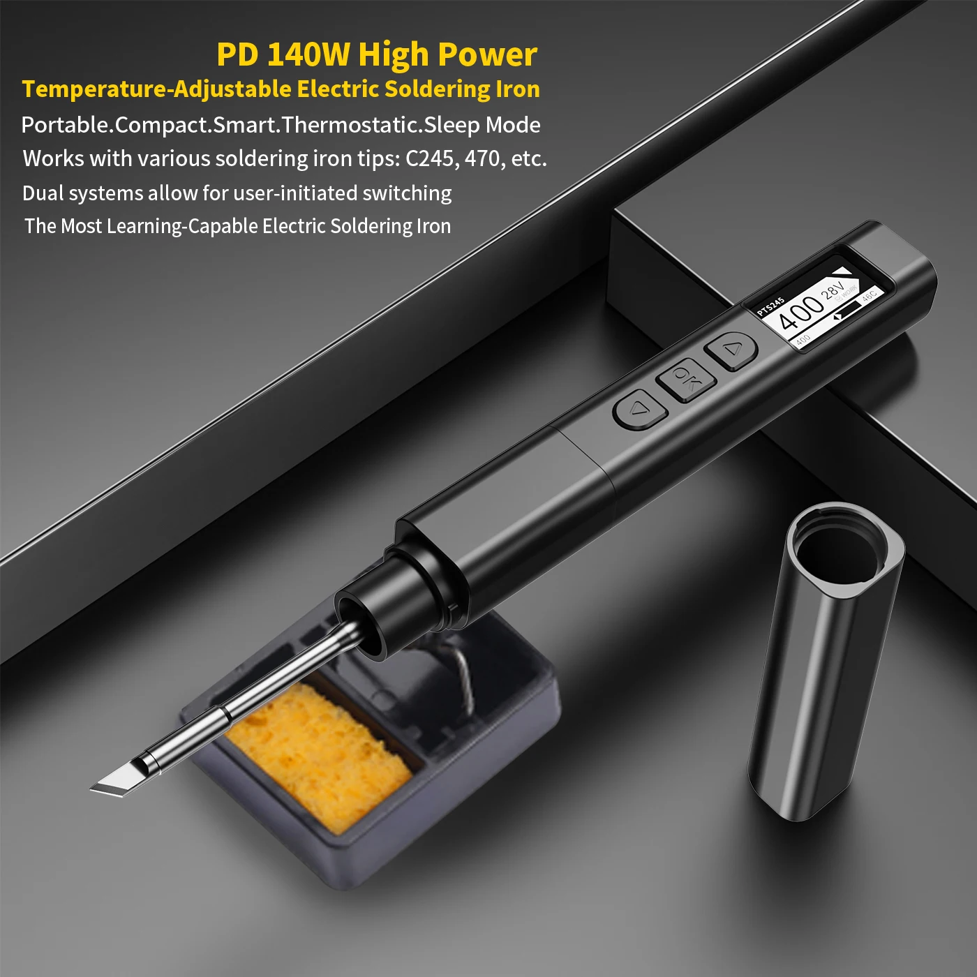 

PTS245 Мини-паяльная станция PD3.1 140 Вт с умным цифровым дисплеем, электронный ремонт, комплект для пайки «сделай сам»