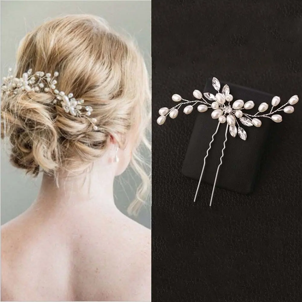 Silver Handmade Women Jewelry Rhinestone Crystal Hairpin Headwear Hair Accessories Hair Fork