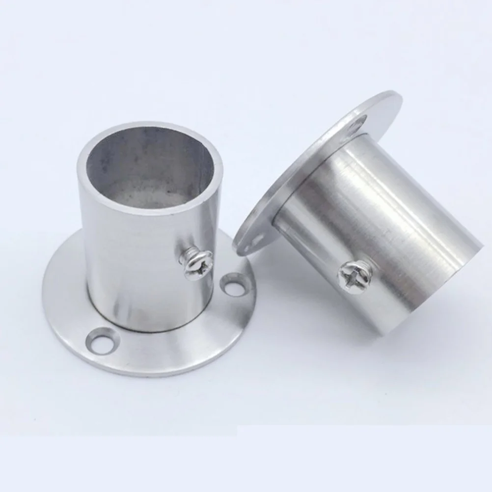

32mm Thickened Stainless Steel Pole Socket Flange Rod Holder Seat Wardrobe Clothes Rail Round Tube Seat Hanging Curtain Brackets