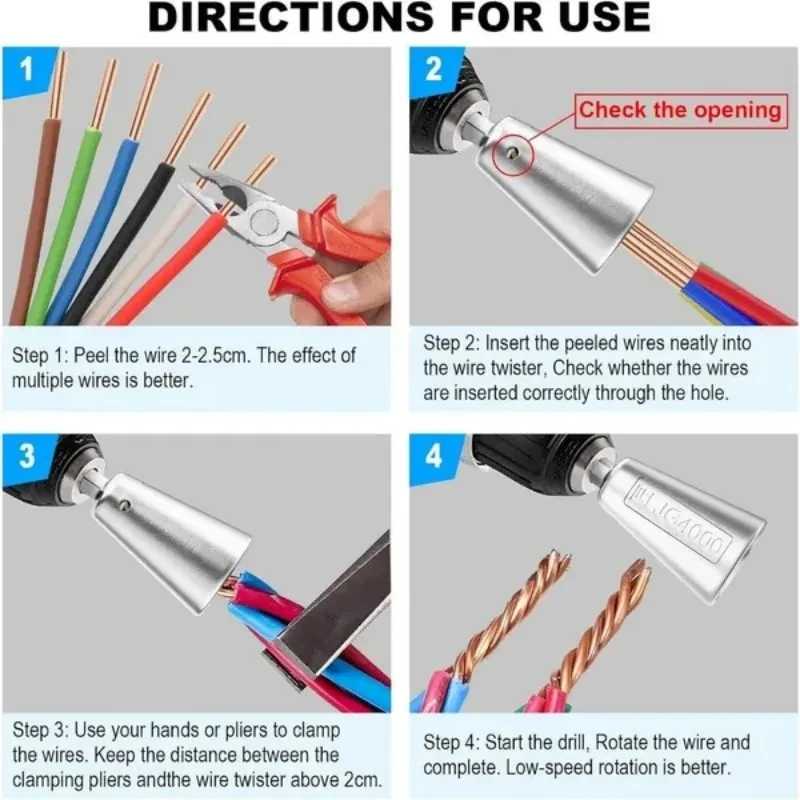 Ferramentas de torção de fio eletricista, 3 peças, 2-6 fios, conector merging, rapidamente fio paralelo, cabo elétrico, ferramenta de torção de fio